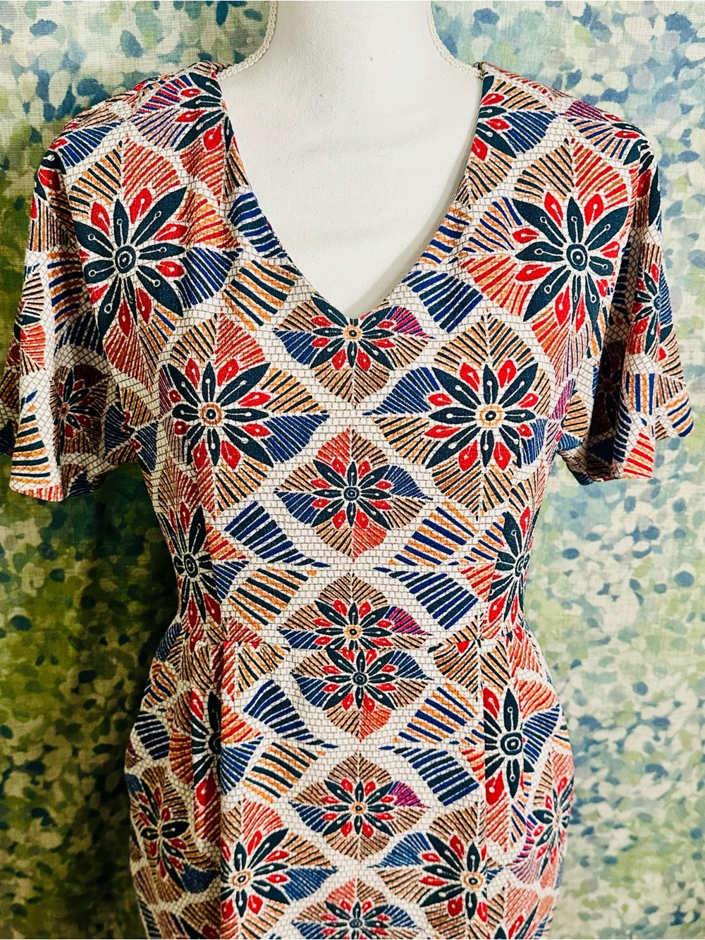 M&S Collection Geometric Floral Print Sheath Dress UK 10 - Picture 5 of 7